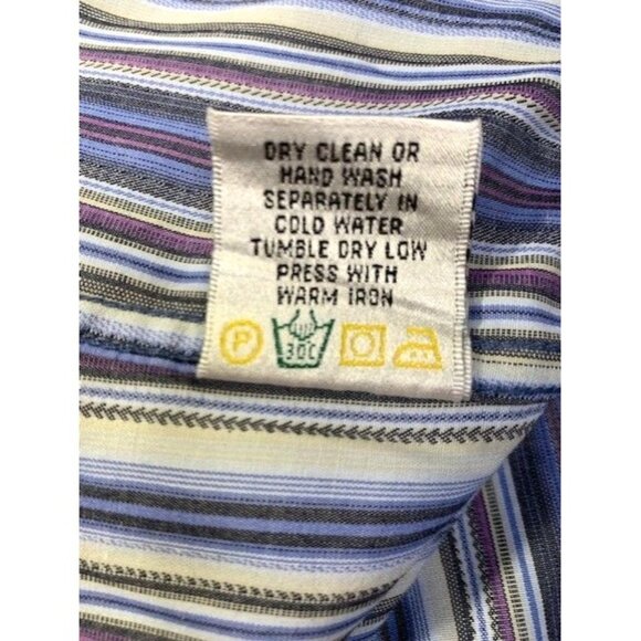 Bugatchi Uomo Men's XL Striped Button-Down Shirt Long Sleeve Blue/Purple - Picture 3 of 10